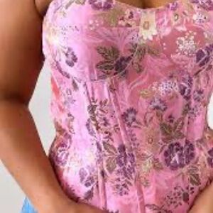 PrettyLittleThing Pink Satin Corset Top